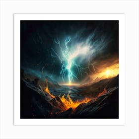 Impressive Lightning Strikes In A Strong Storm 20 Art Print