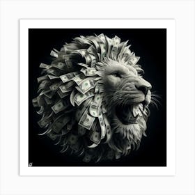 A male lion mane made of dollar, Art Print