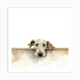 Dog Peeking Over The Wall 3 Art Print