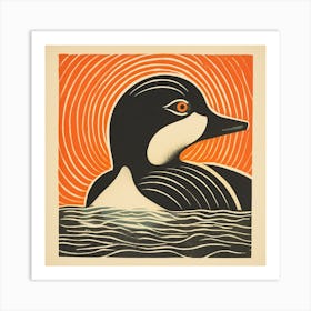 Retro Bird Lithograph Bufflehead 2 Art Print