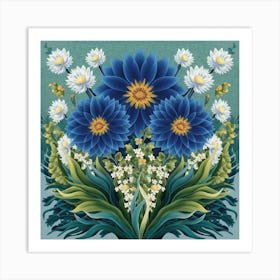 Klimts Would Love These Flowers Light Blue (2) 2 Art Print