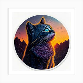 Cat Colored Sky (89) Art Print