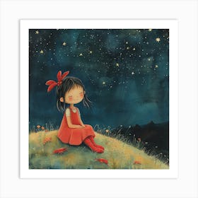 Little Girl Under The Stars 1 Art Print