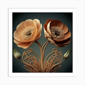 Flax3 Floral Botanical Vintage Poster Flower Art(5) Art Print