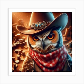 Cowboy Owl 2 Art Print