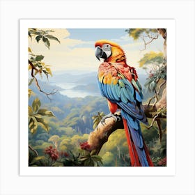 Macaw Parrot In Tree 1 Art Print