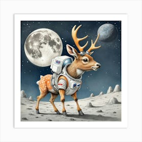 Astronaut Deer 1 Art Print