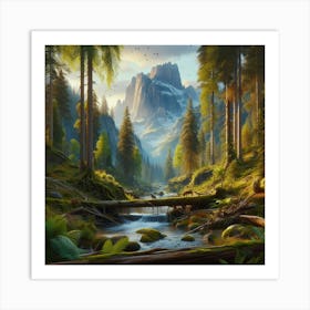 Waterfall In The Forest 71 Art Print