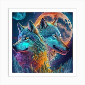 Wolf In The Moonlight Art Print