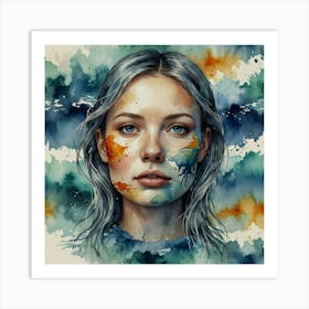 Watercolor Of A Girl 15 Art Print