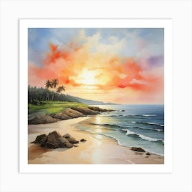 Sunset On The Beach 19 Art Print