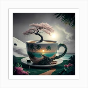 Coffee Cup With Tree Art Print