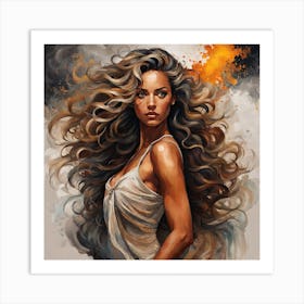 Woman With Long Hair Art Print