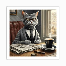 Cat In A Suit Art Print