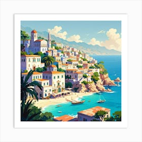 Mediterranean Seaside Town Art Print