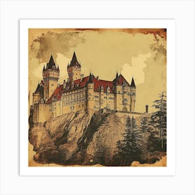 Dracula Vampire Haunted Macabre Gothic Vintage Castle Architecture Art Print