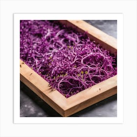 Purple Sprouts In Wooden Tray Art Print