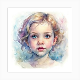 Watercolor Of A Little Girl Art Print