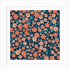 Daisies On A Blue Background Art Print