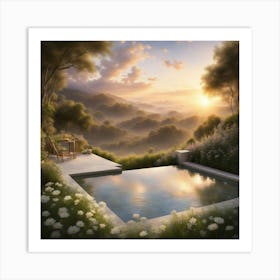 Sunset At The Pool Art Print