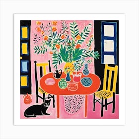 Cat At The Table 10 Art Print