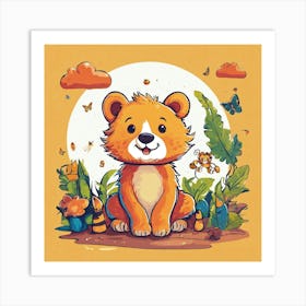 Playful Kids Animal Tshirt Design Art Print