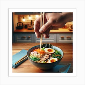 Ramen With Chopsticks Art Print