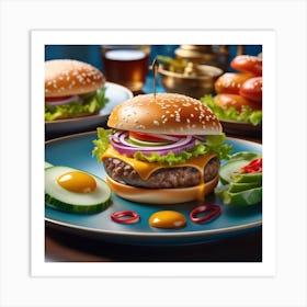 Hamburgers On A Plate 4 Art Print