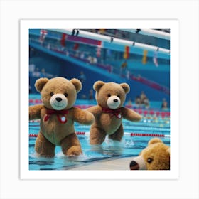 Teddy Bears In The Pool Art Print