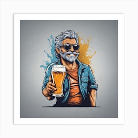 Old Man With A Beer Art Print