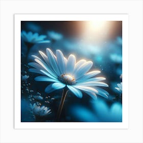 Blue Daisies Wallpaper Art Print