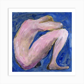 Desperate Man - male nude homoerotic gay art square blue adult mature Anton Maliar bedroom painting Art Print