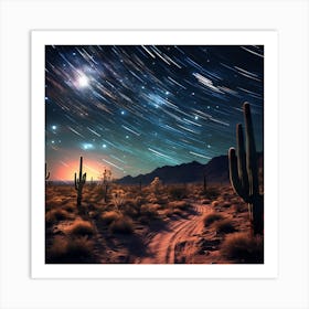 Star Trails In The Desert Art Print