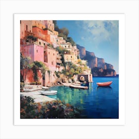 Villa Dreams: Amalfi's Brushstroke Beauty Art Print