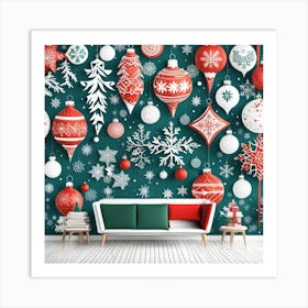 Christmas Ornaments Wall Mural Art Print