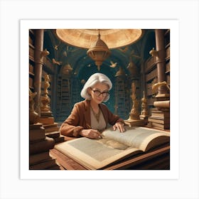 The Elderly Lady Librarian 012 Art Print