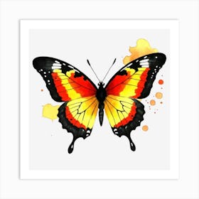 Butterfly On Black Background 3 Art Print