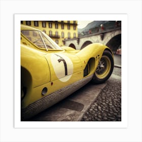 Yellow Racing Car Art Print