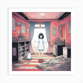 Manga Ghost In The Room Art Print