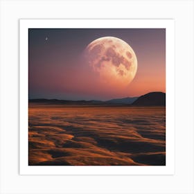 Full Moon Over Desert Art Print