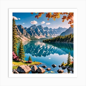 Mountain Lake In Autumn Art Print