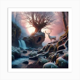 Deer In The Forest 21 Art Print