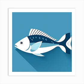 Fish On Blue Background Art Print