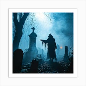 Spooky Graveyard 2 Art Print