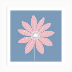 A White And Pink Flower In Minimalist Style Square Composition 712 Art Print