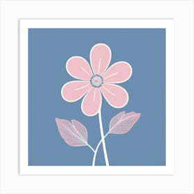 A White And Pink Flower In Minimalist Style Square Composition 83 Art Print