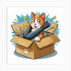 Cat In A Box 6 Art Print