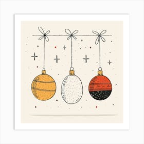 Christmas Ornaments Minimal Illustration Art Print