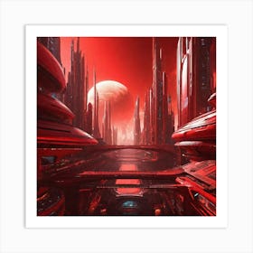 Futuristic City Red II Art Print