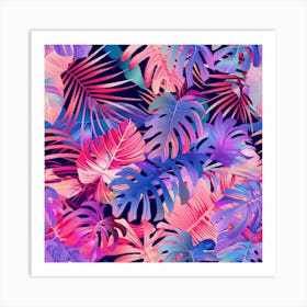 Tropical Leaves Seamless Pattern 15 Art Print